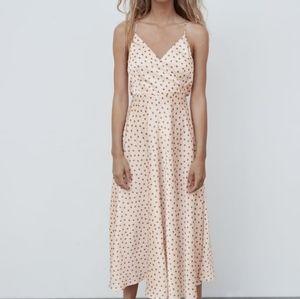 Silk polka dot halter dress